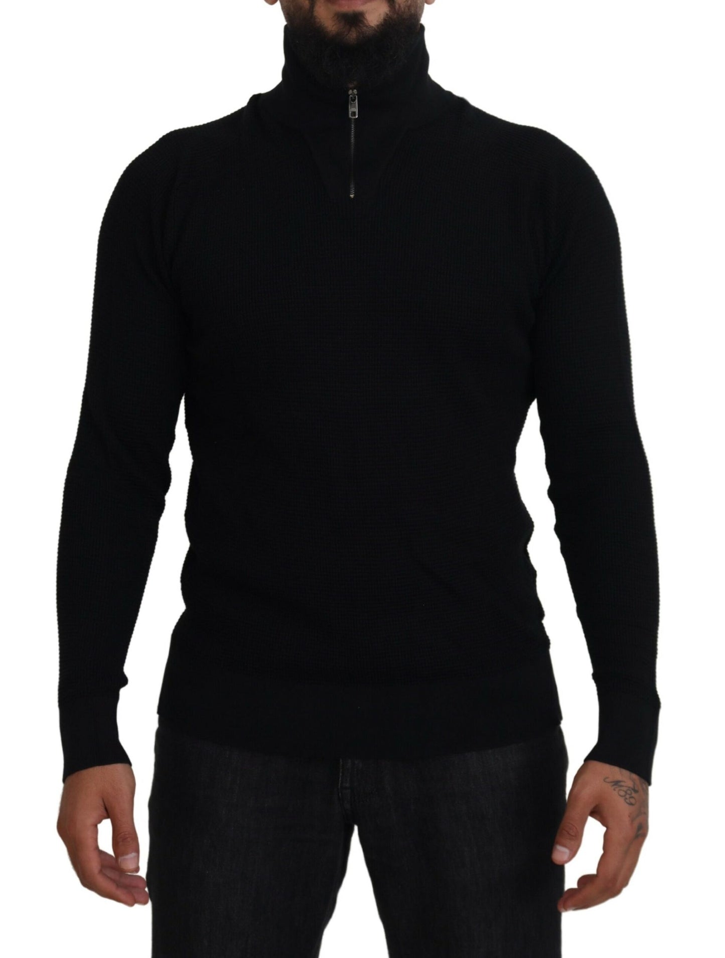 Dolce & Gabbana – Schwarzer Rollkragenpullover aus Seide