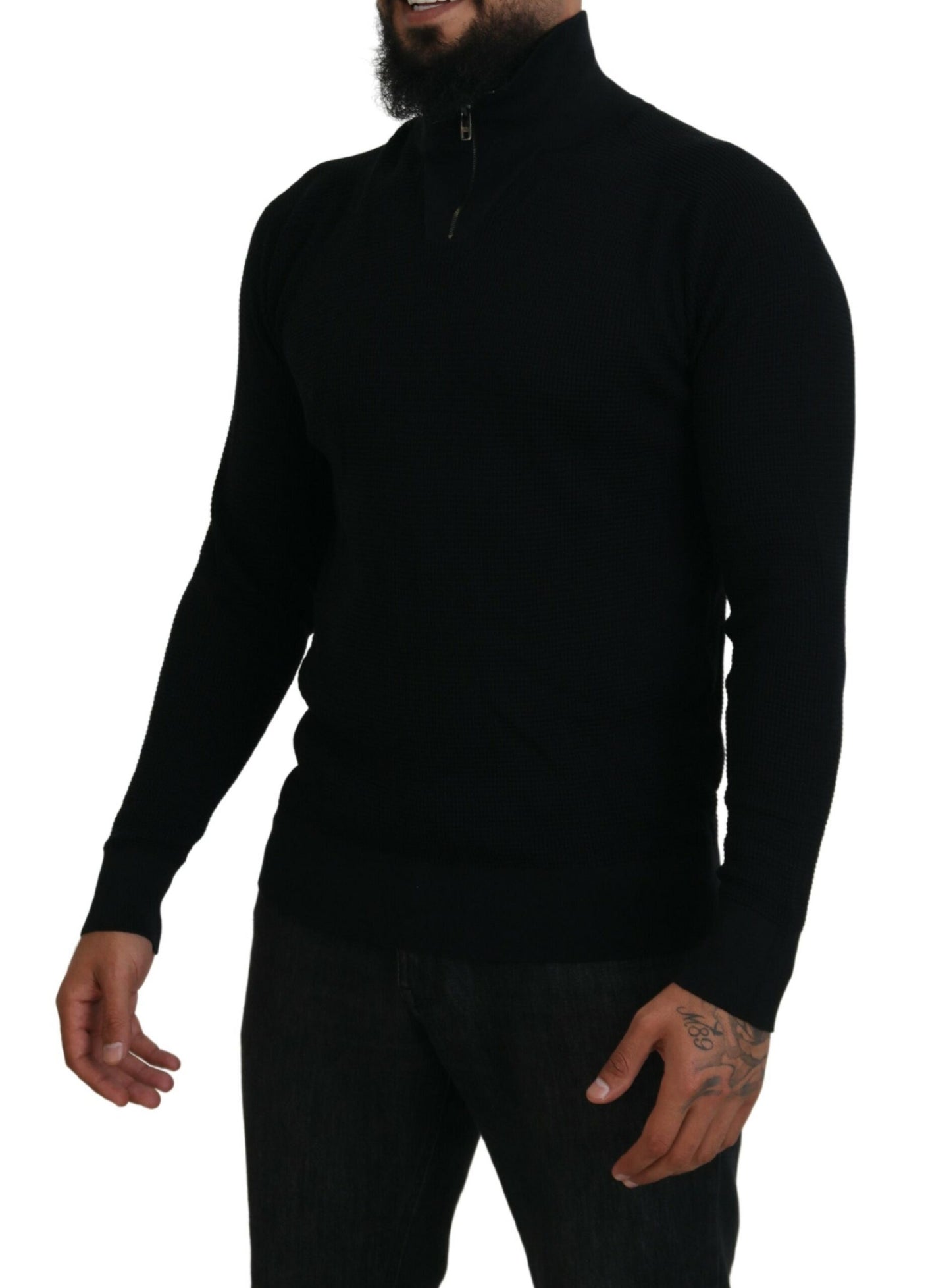 Dolce & Gabbana – Schwarzer Rollkragenpullover aus Seide