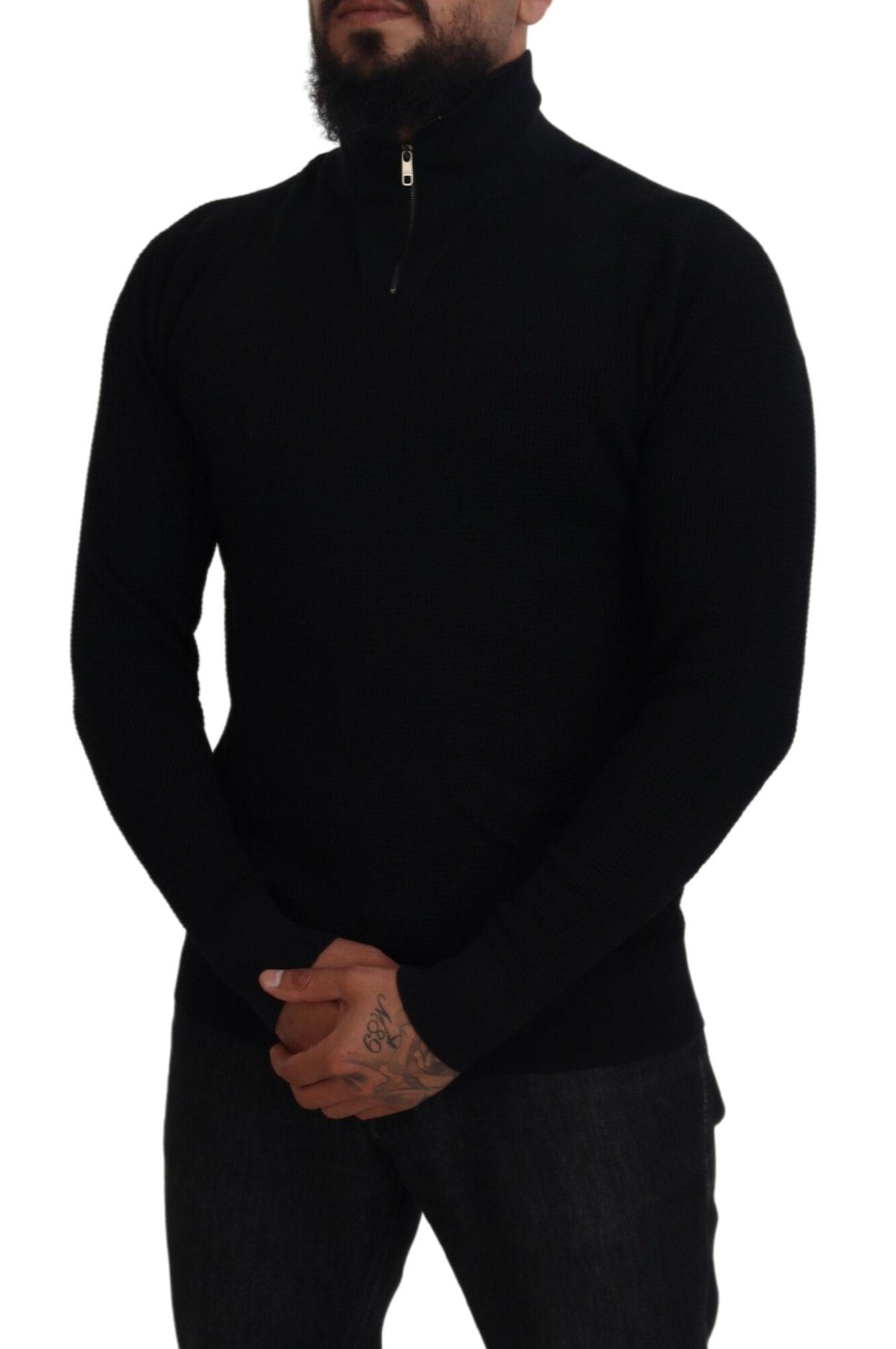 Dolce & Gabbana – Schwarzer Rollkragenpullover aus Seide