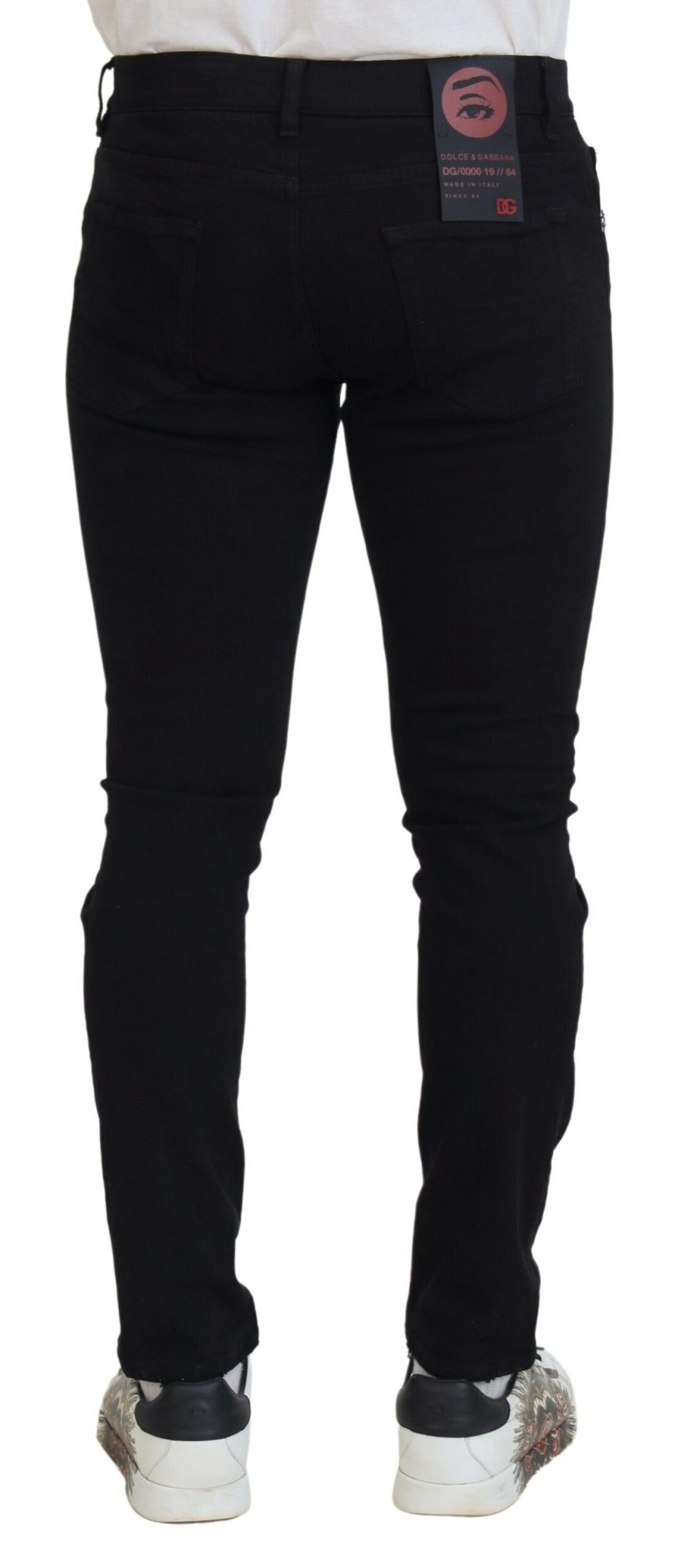 Dolce & Gabbana – Schwarze Slim Fit-Jeans aus zerfetztem Baumwolldenim