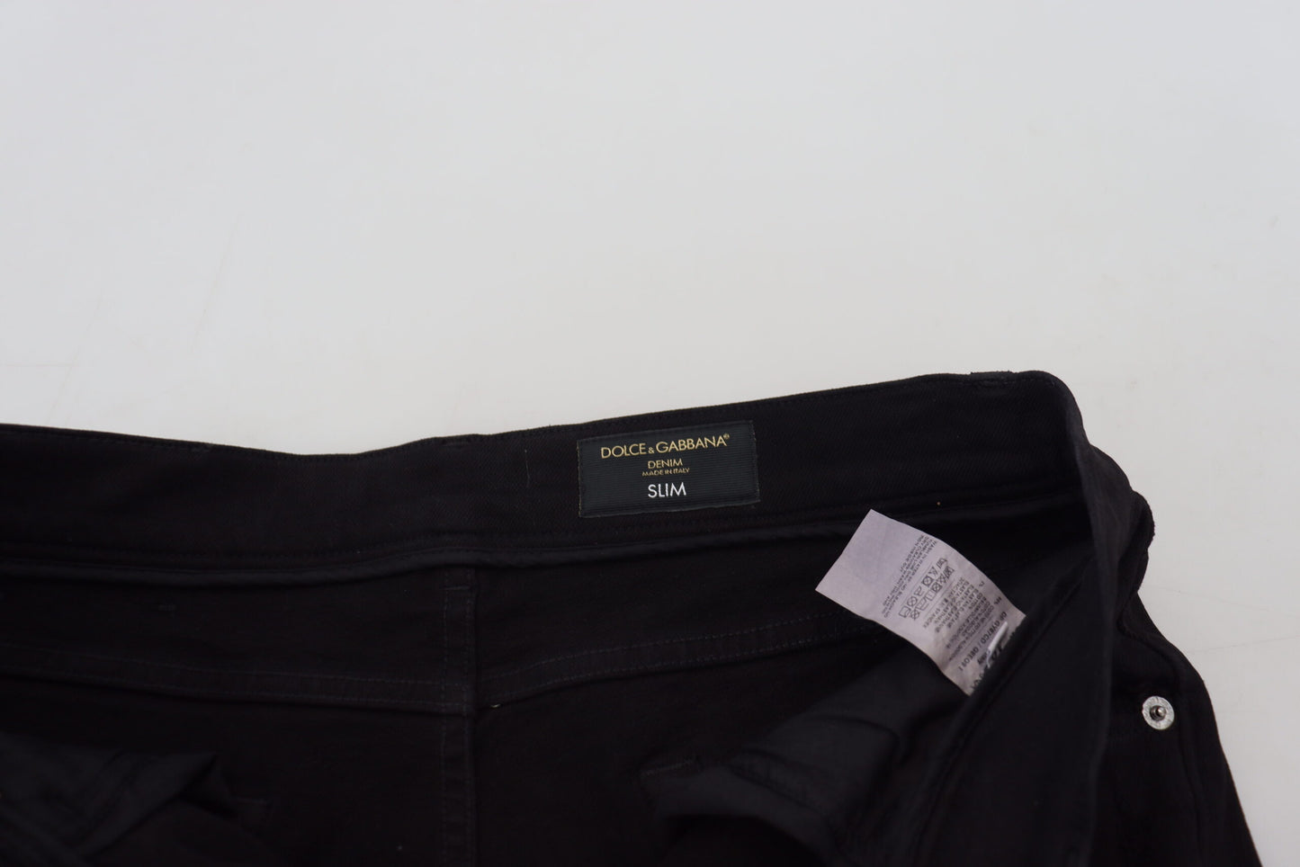 Dolce & Gabbana – Schwarze Slim Fit-Jeans aus zerfetztem Baumwolldenim