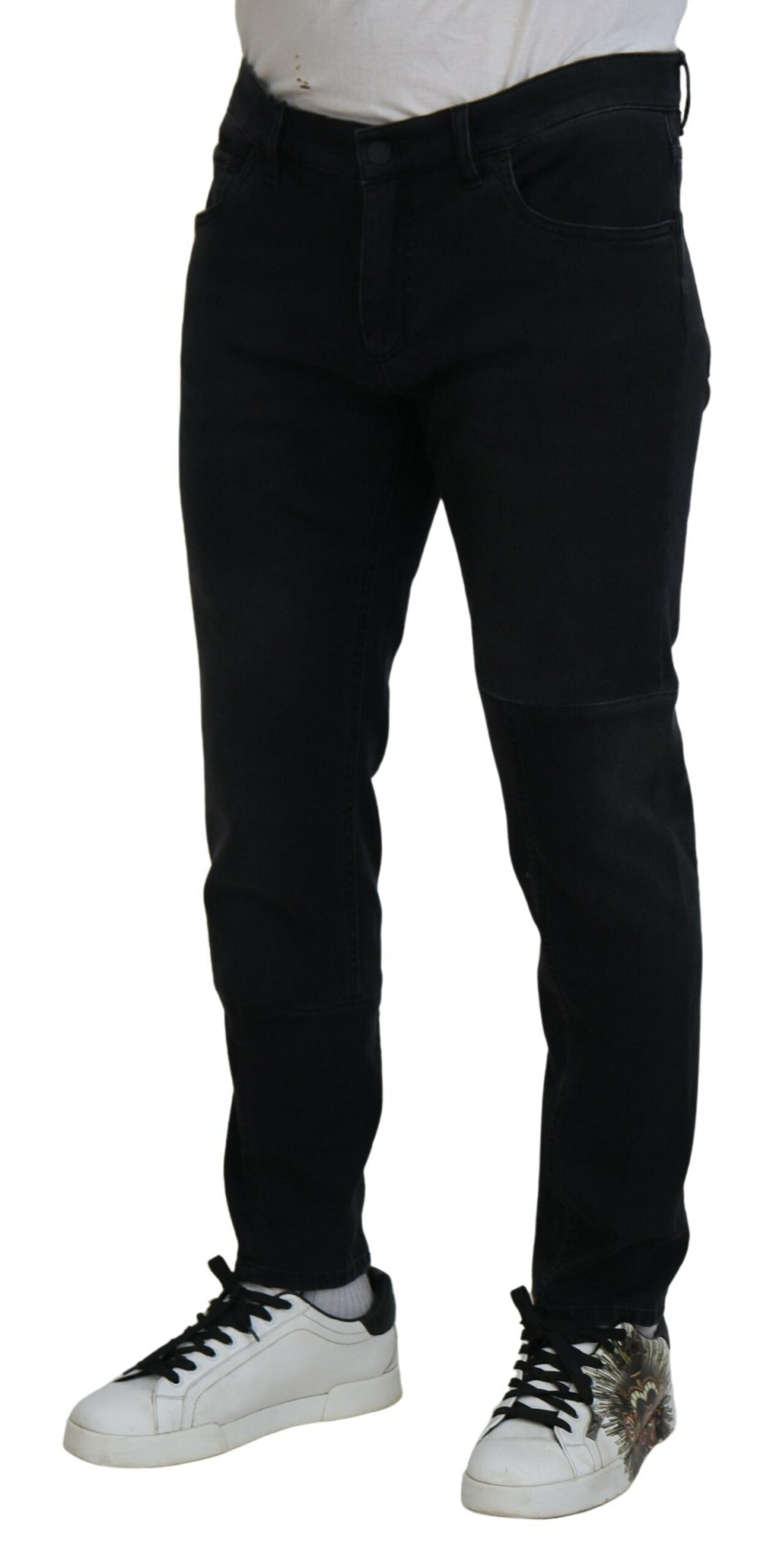 Dolce & Gabbana – Schwarze Skinny-Jeans mit Engel-Stickerei