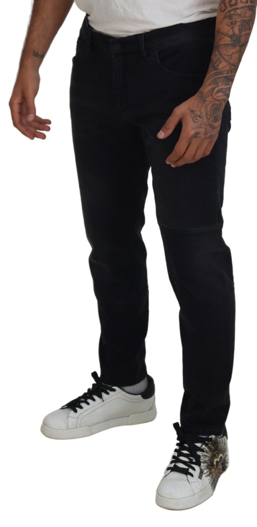 Dolce & Gabbana – Schwarze Skinny-Jeans mit Engel-Stickerei