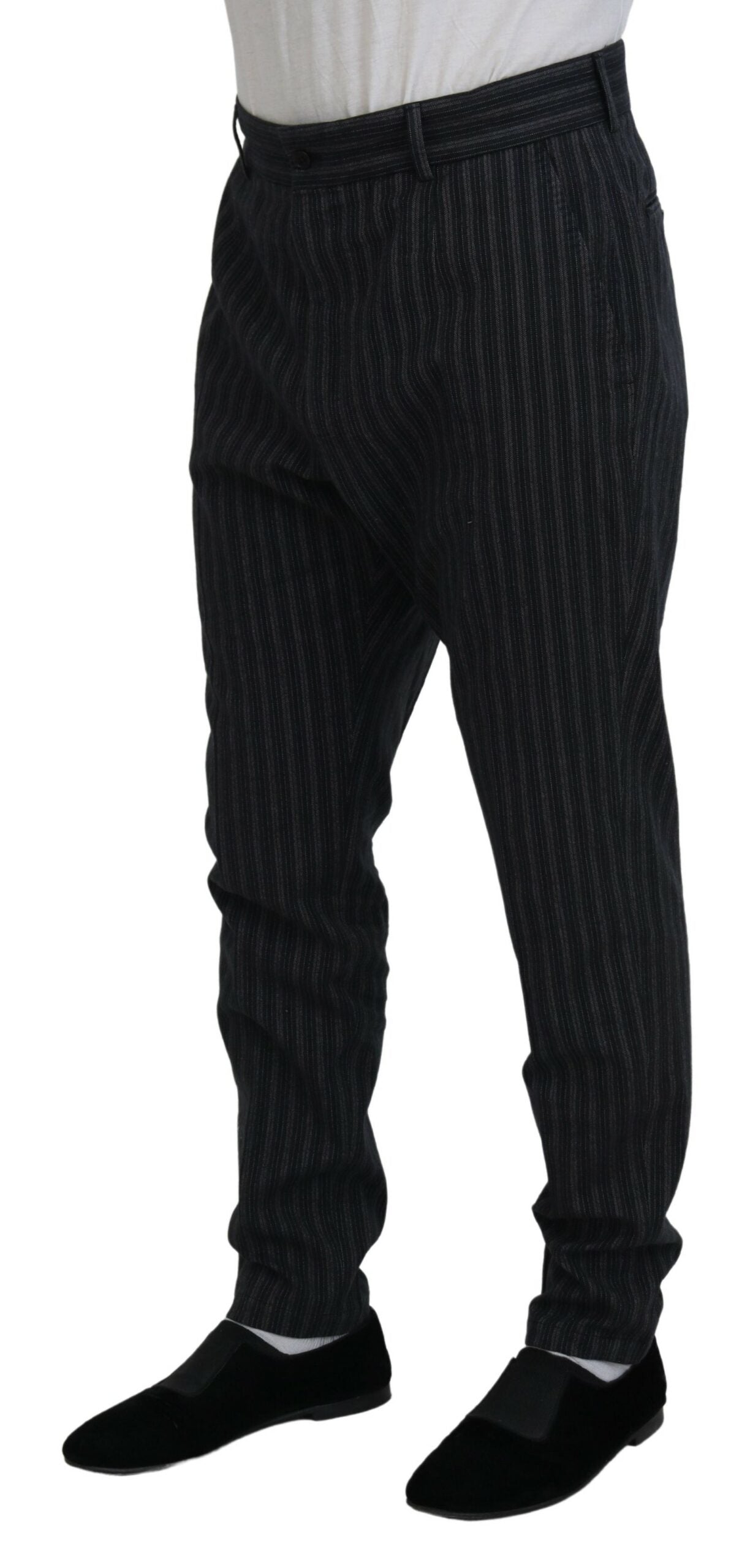 Dolce & Gabbana – Dunkelgrau gestreifte Chino-Anzughose