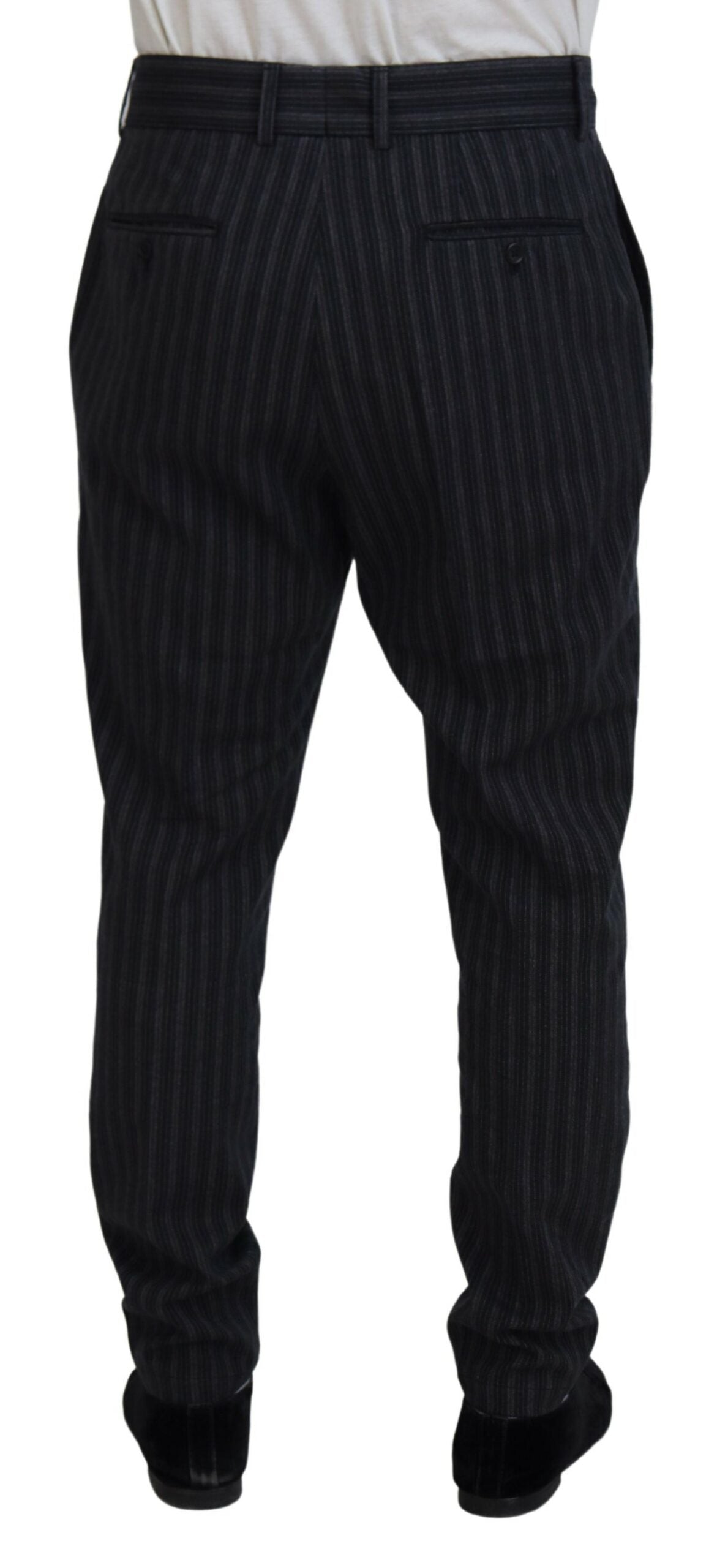 Dolce & Gabbana – Dunkelgrau gestreifte Chino-Anzughose