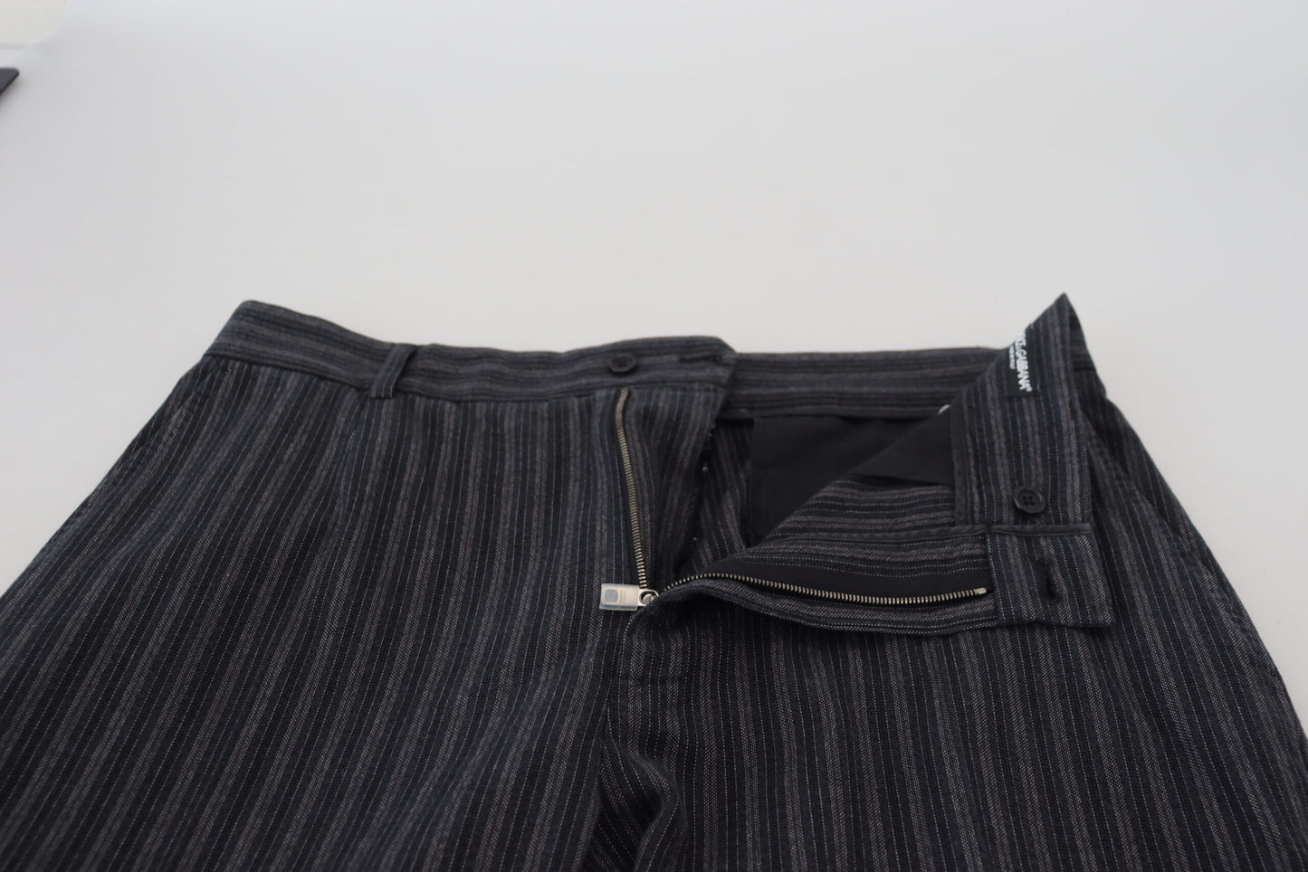 Dolce & Gabbana – Dunkelgrau gestreifte Chino-Anzughose
