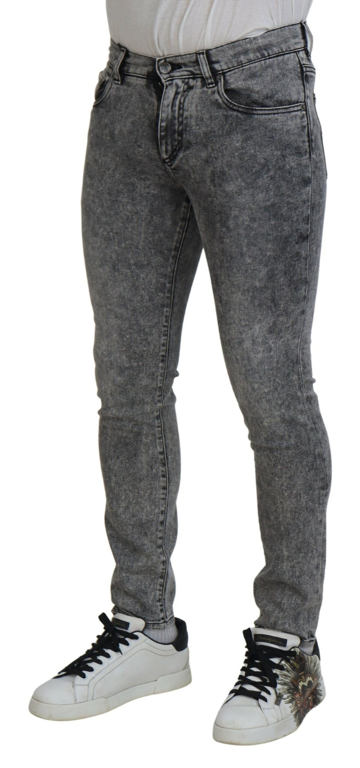 Dolce & Gabbana Graue Slim Fit-Jeans aus gewaschener Baumwolle für Herren