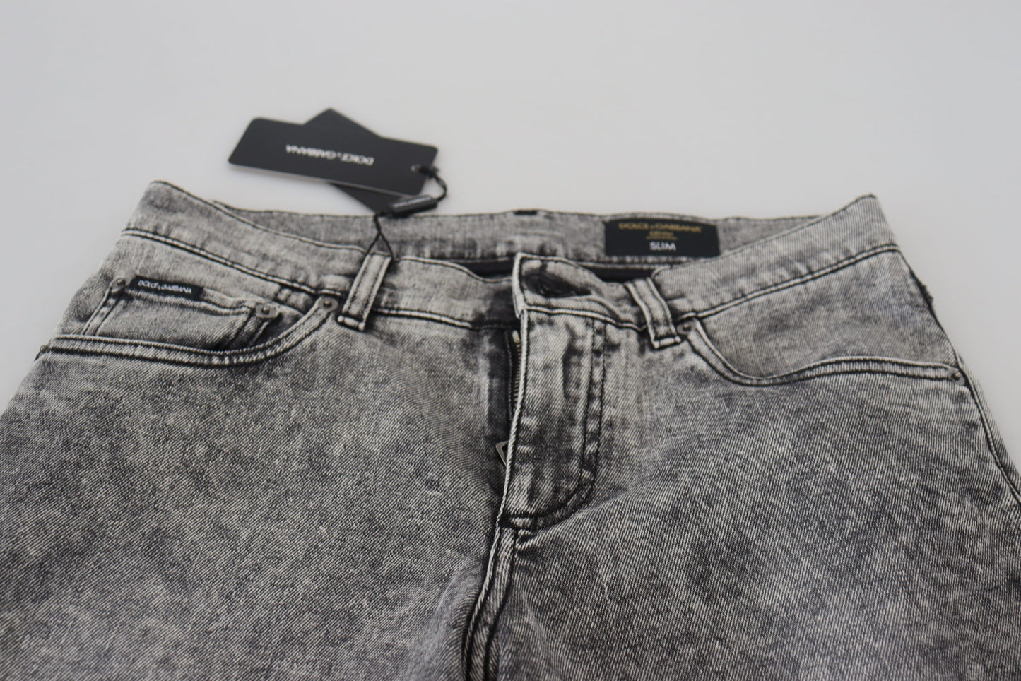 Dolce & Gabbana Graue Slim Fit-Jeans aus gewaschener Baumwolle für Herren