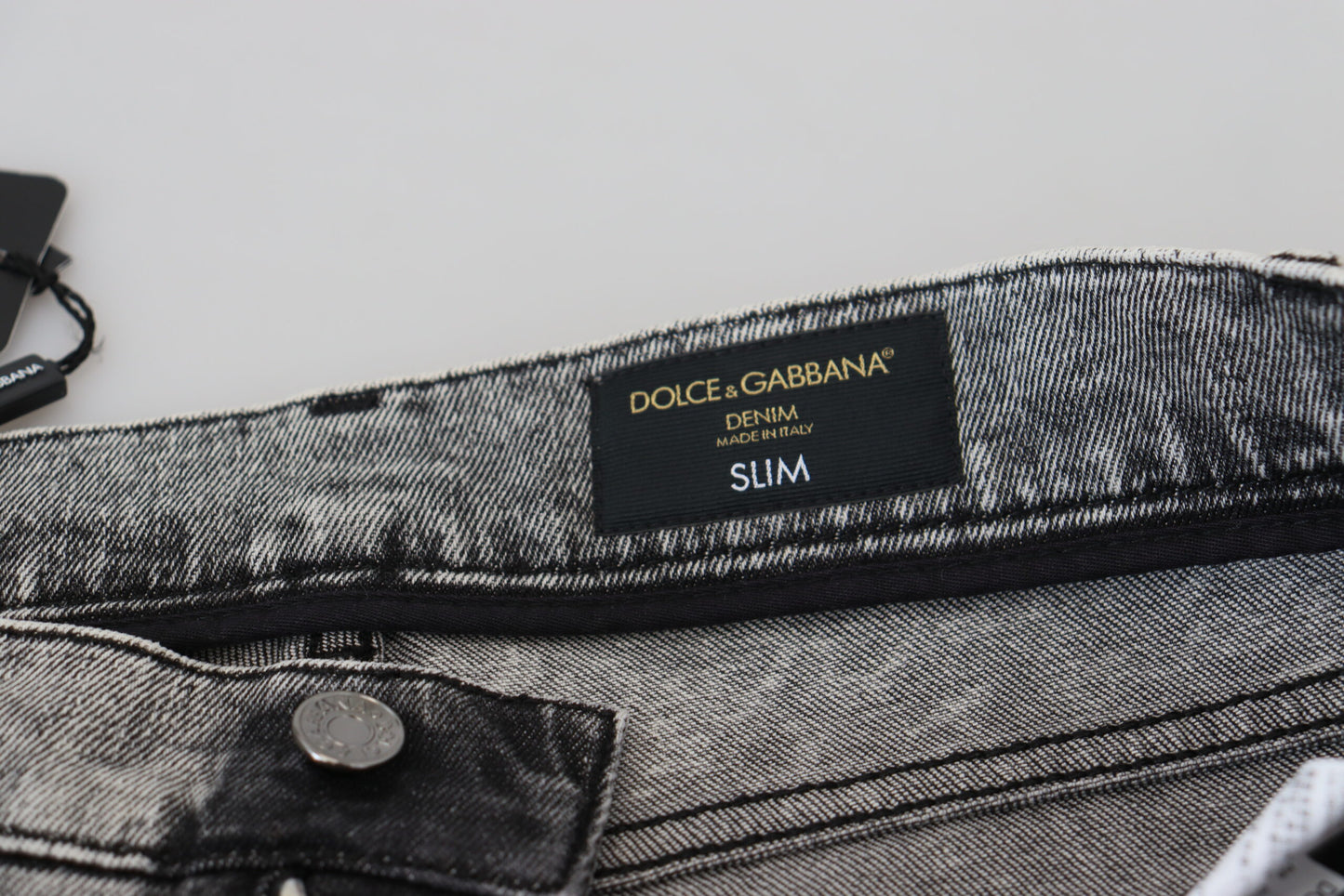 Dolce & Gabbana Graue Slim Fit-Jeans aus gewaschener Baumwolle für Herren