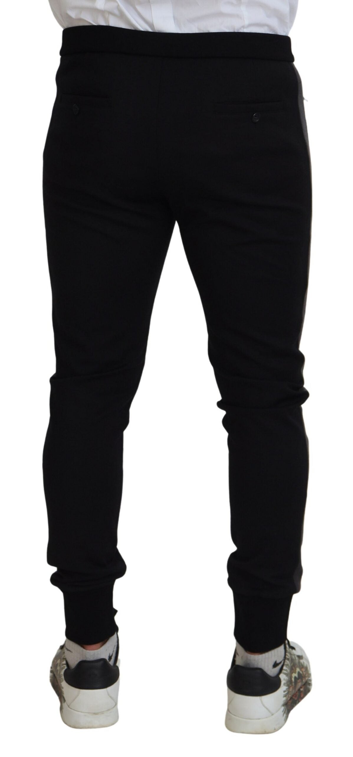 Dolce & Gabbana – Schwarze Jogginghose aus Wolle mit Hufeisendesign