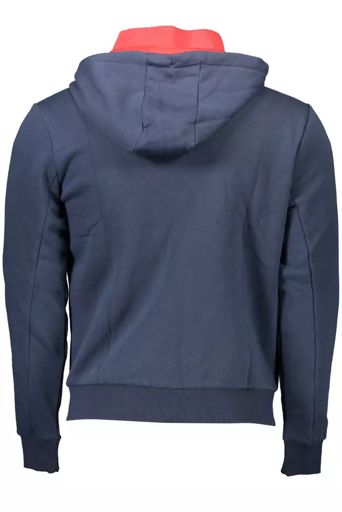 U.S. POLO ASSN. Schickes blaues Sweatshirt mit Kapuze und Reißverschluss – gesticktes Detail