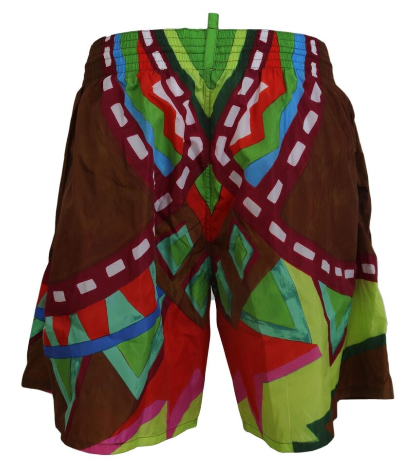 Dsquared² Multicolor Printed Men Beachwear Swimwear Shorts