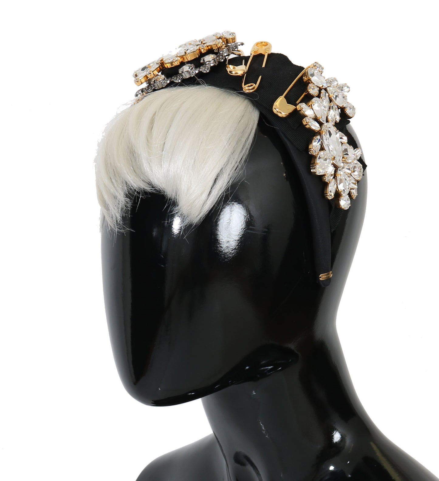 Dolce & Gabbana Schwarz Kristall Weiß Haar Parrucchiera Stirnband Diadem