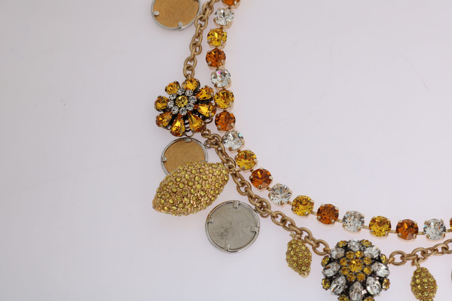 Dolce & Gabbana – Statement-Halskette mit Ananas-Logo aus goldenem Messing und Kristallen