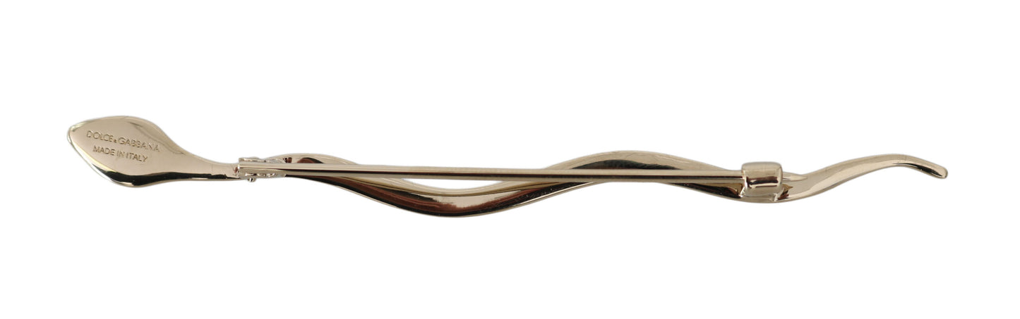 Dolce & Gabbana Silber Messing Kristall Spilla Serpente Brosche Pin