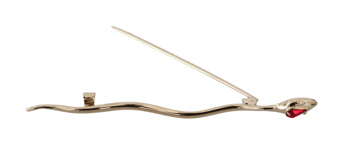 Dolce & Gabbana Silber Messing Kristall Spilla Serpente Brosche Pin