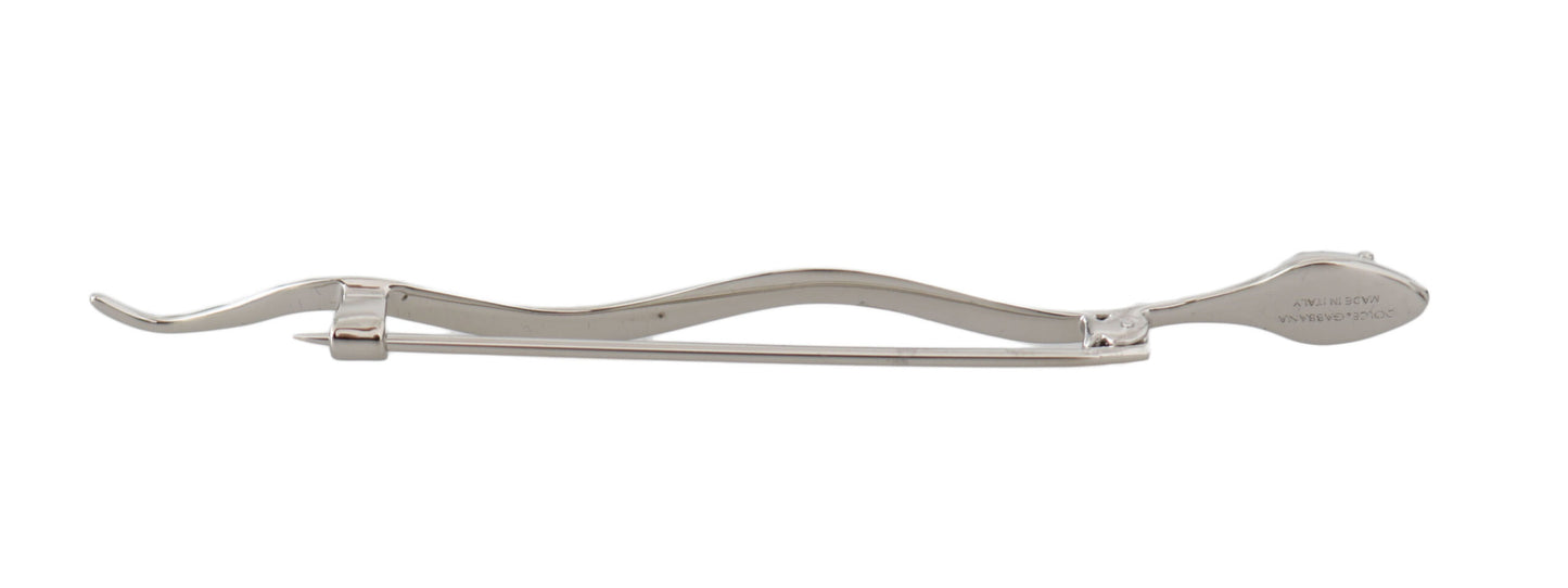 Dolce & Gabbana Silber Messing Kristall Spilla Serpente Herren Brosche Pin