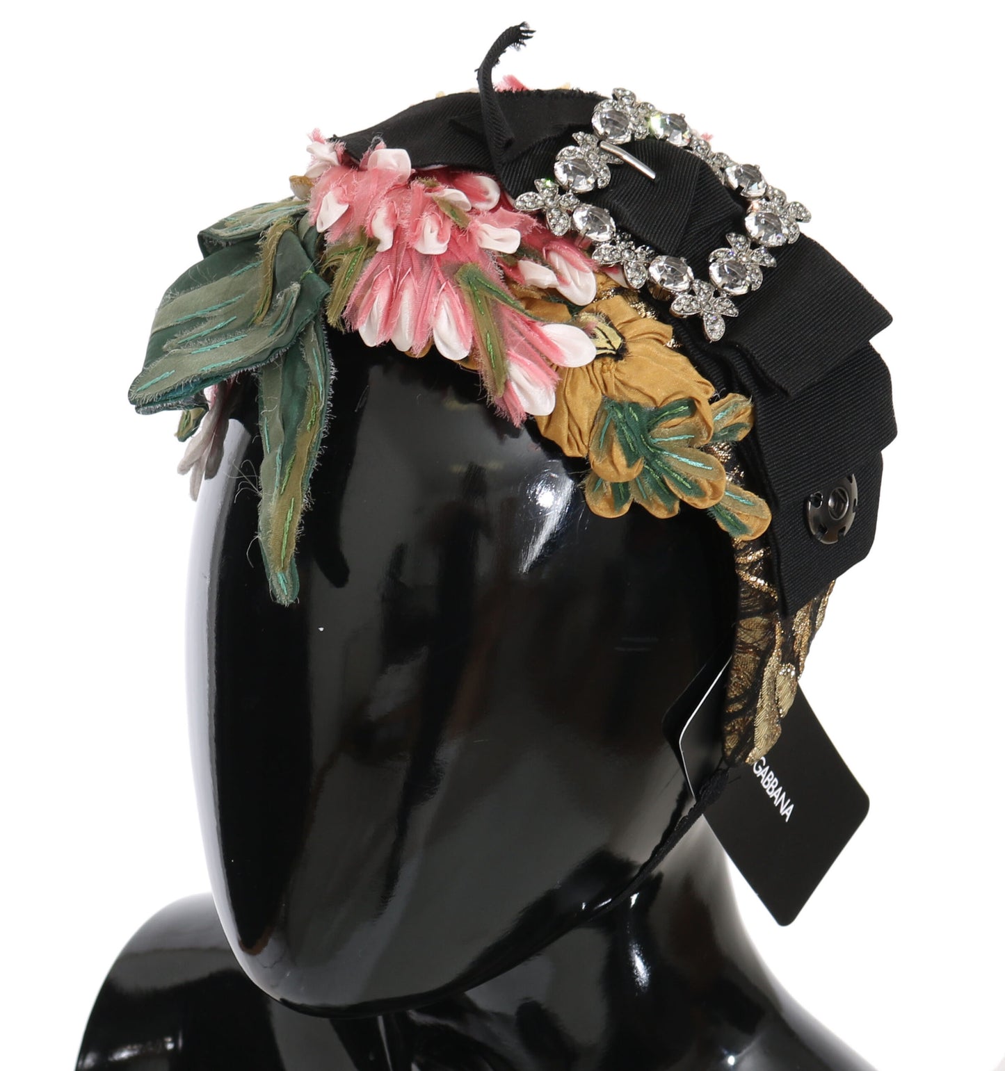 Dolce & Gabbana – Mehrfarbiges Tiara-Haarband mit floralem Kristall-Schleifendiadem
