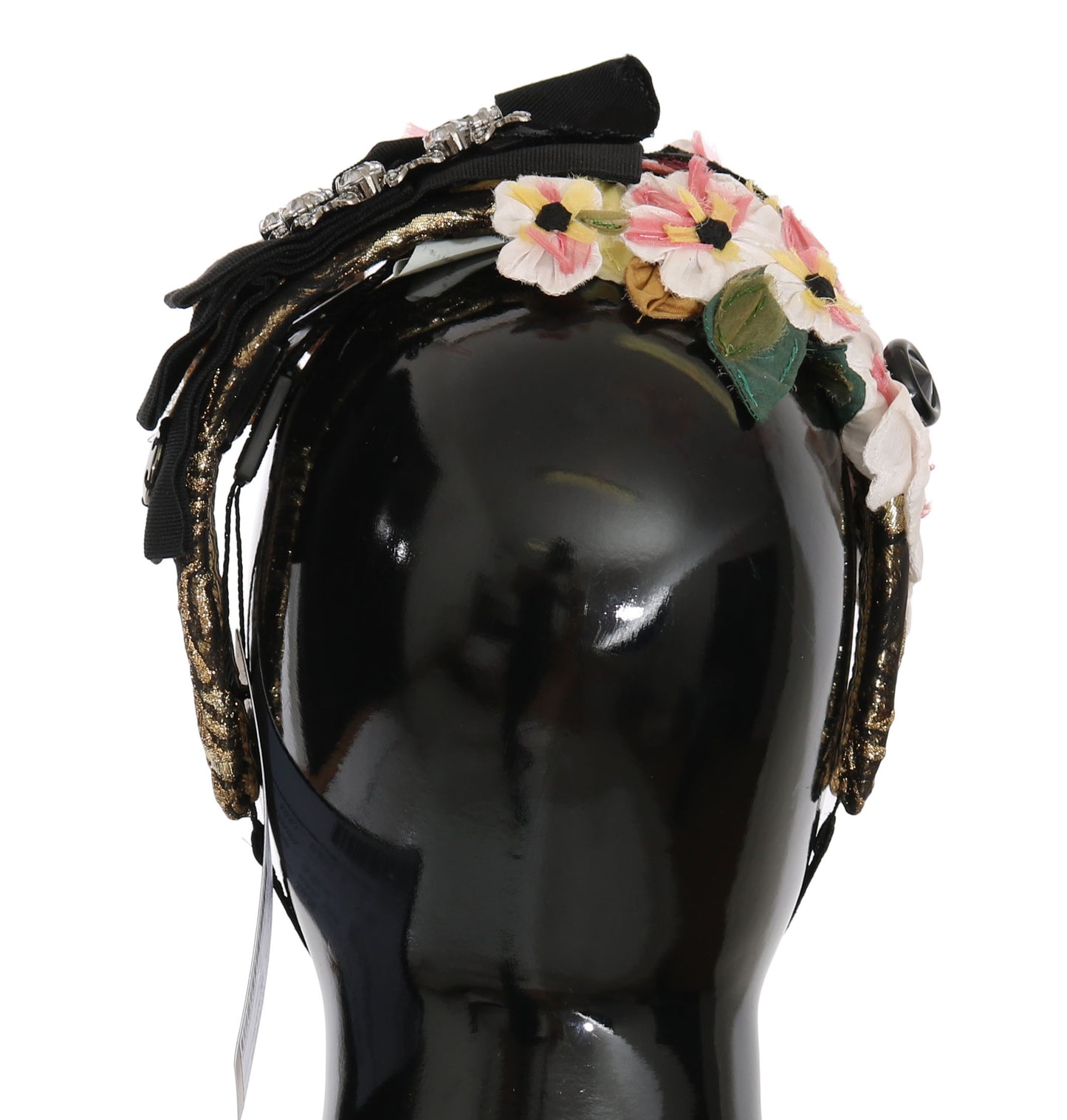 Dolce & Gabbana – Mehrfarbiges Tiara-Haarband mit floralem Kristall-Schleifendiadem