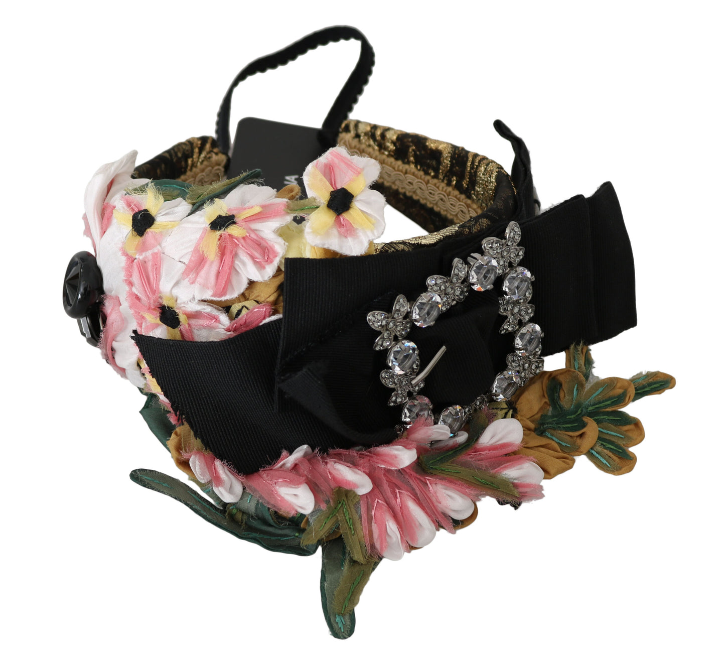 Dolce & Gabbana – Mehrfarbiges Tiara-Haarband mit floralem Kristall-Schleifendiadem