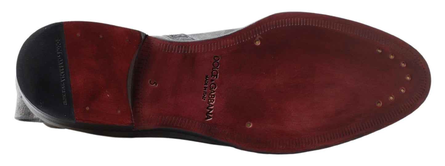 Dolce & Gabbana Grau Leder Herren Stiefeletten Schuhe