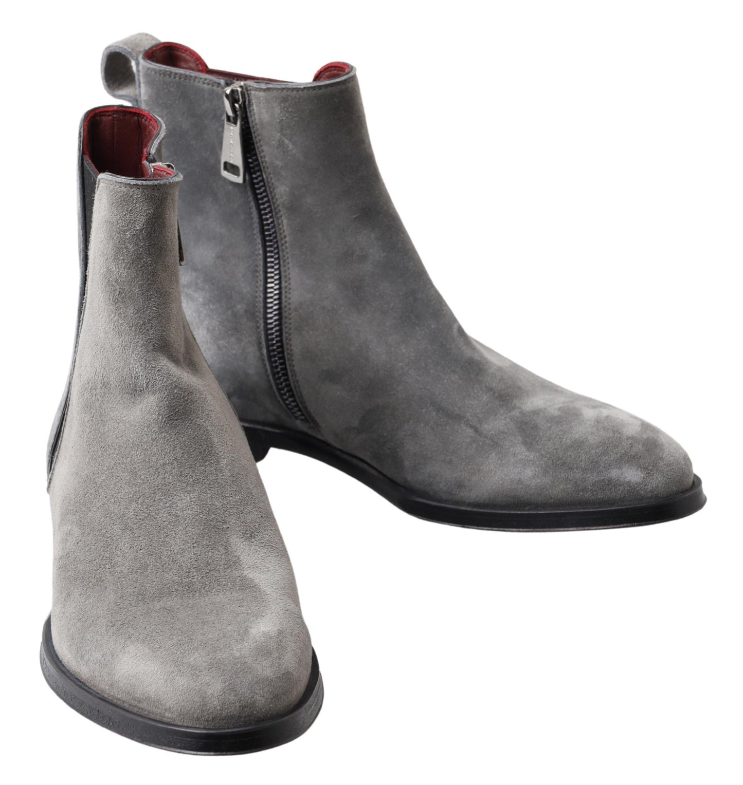 Dolce & Gabbana Grau Leder Herren Stiefeletten Schuhe