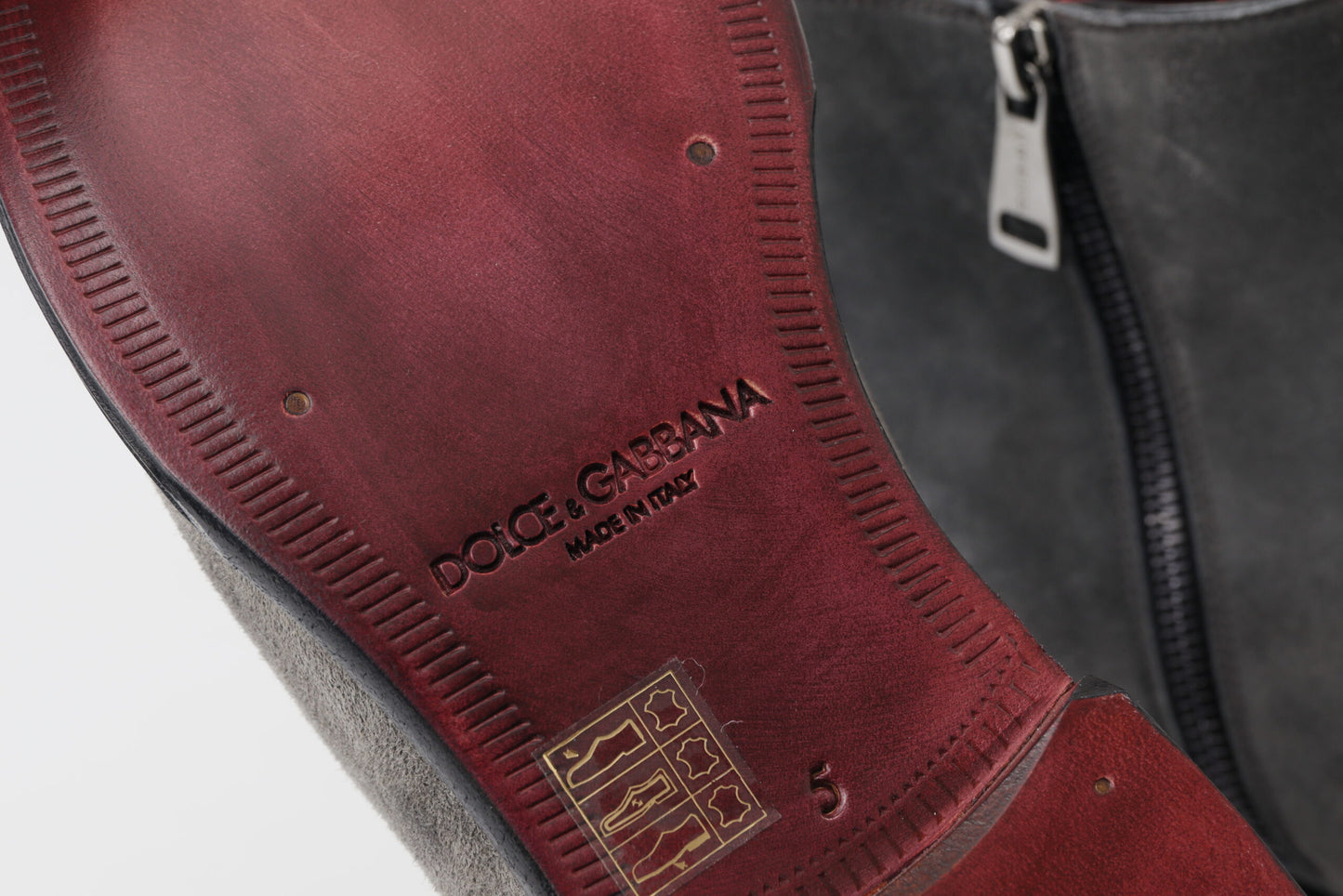 Dolce & Gabbana Grau Leder Herren Stiefeletten Schuhe