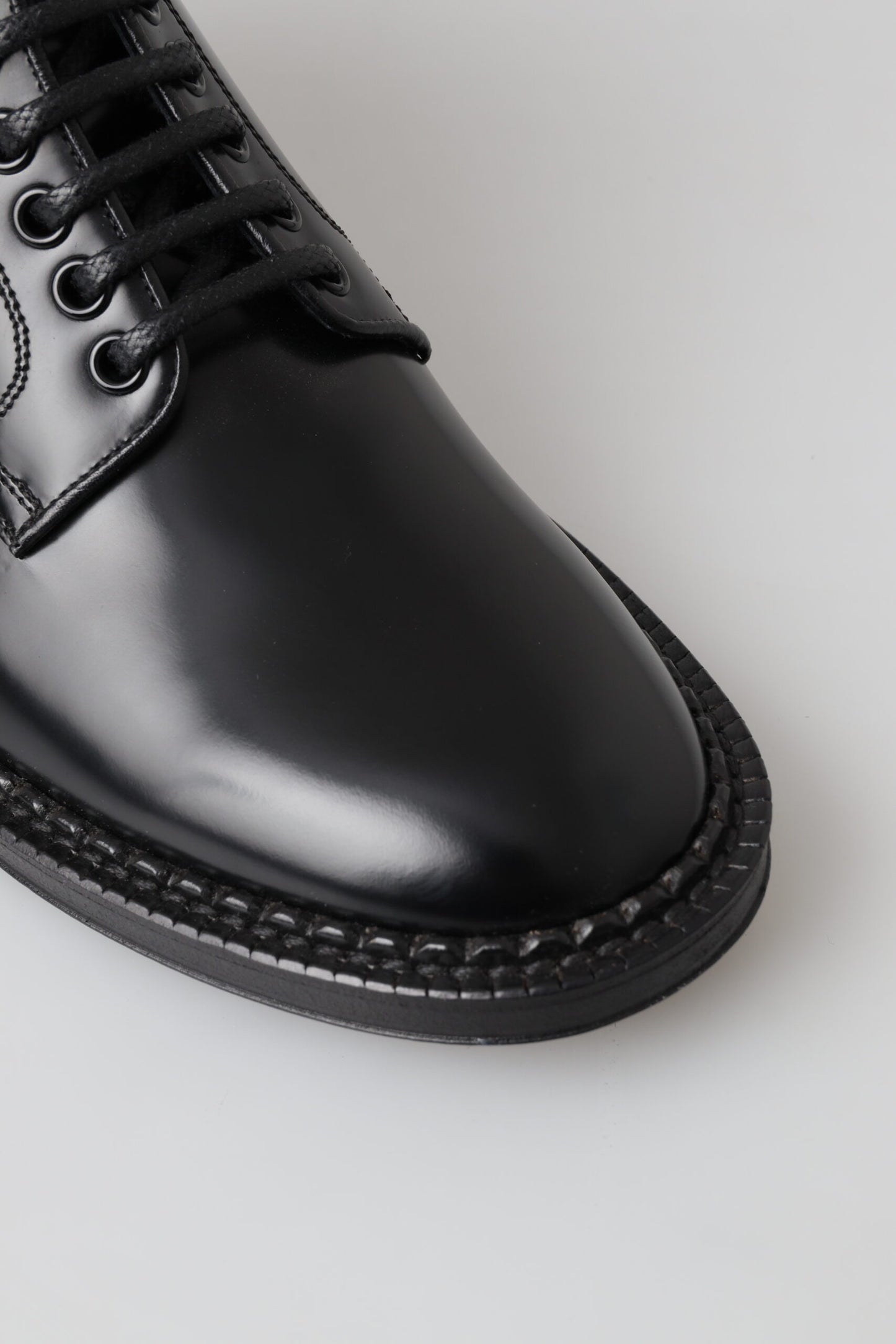 Dolce & Gabbana Herren Kurze Stiefel aus schwarzem Leder mit Schnürung