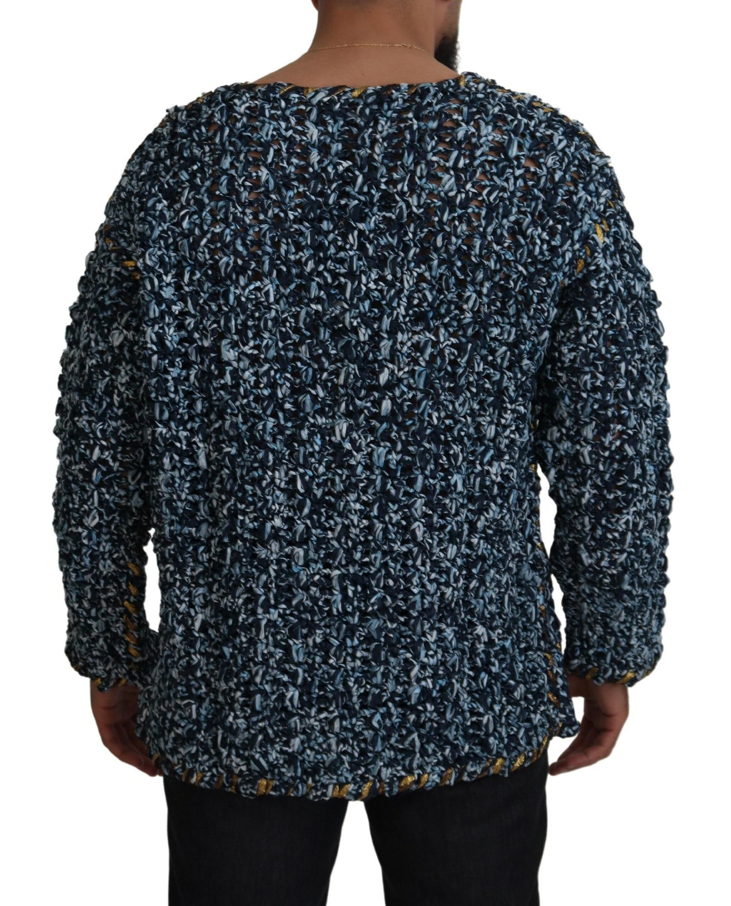 Dolce & Gabbana Blue Button Cardigan Fatto A Mano Pullover