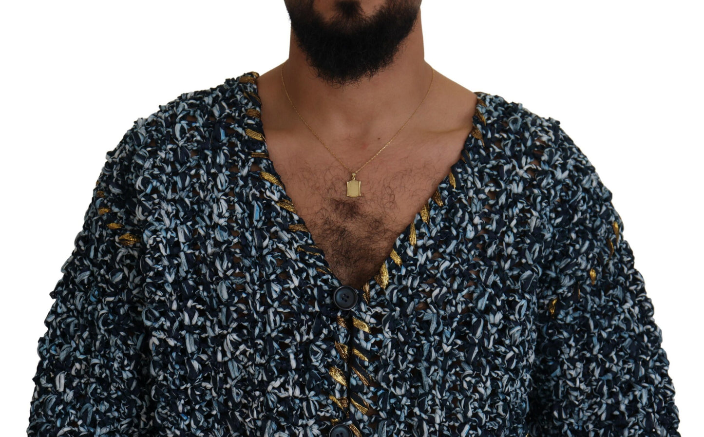 Dolce & Gabbana Blue Button Cardigan Fatto A Mano Pullover