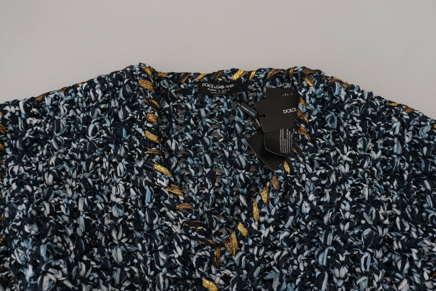 Dolce & Gabbana Blue Button Cardigan Fatto A Mano Pullover