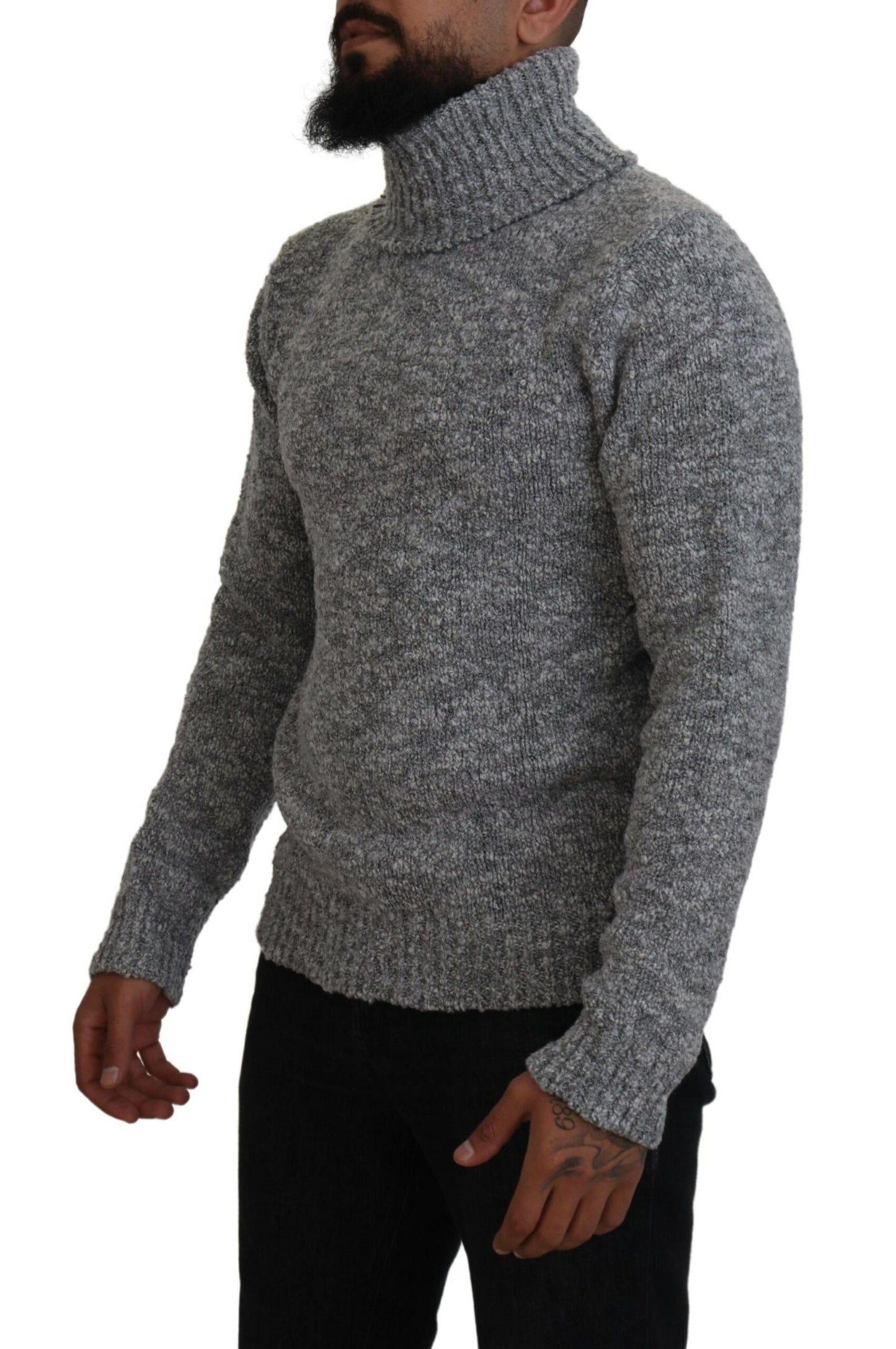 Dolce & Gabbana Grauer Rollkragenpullover aus Wollstrick