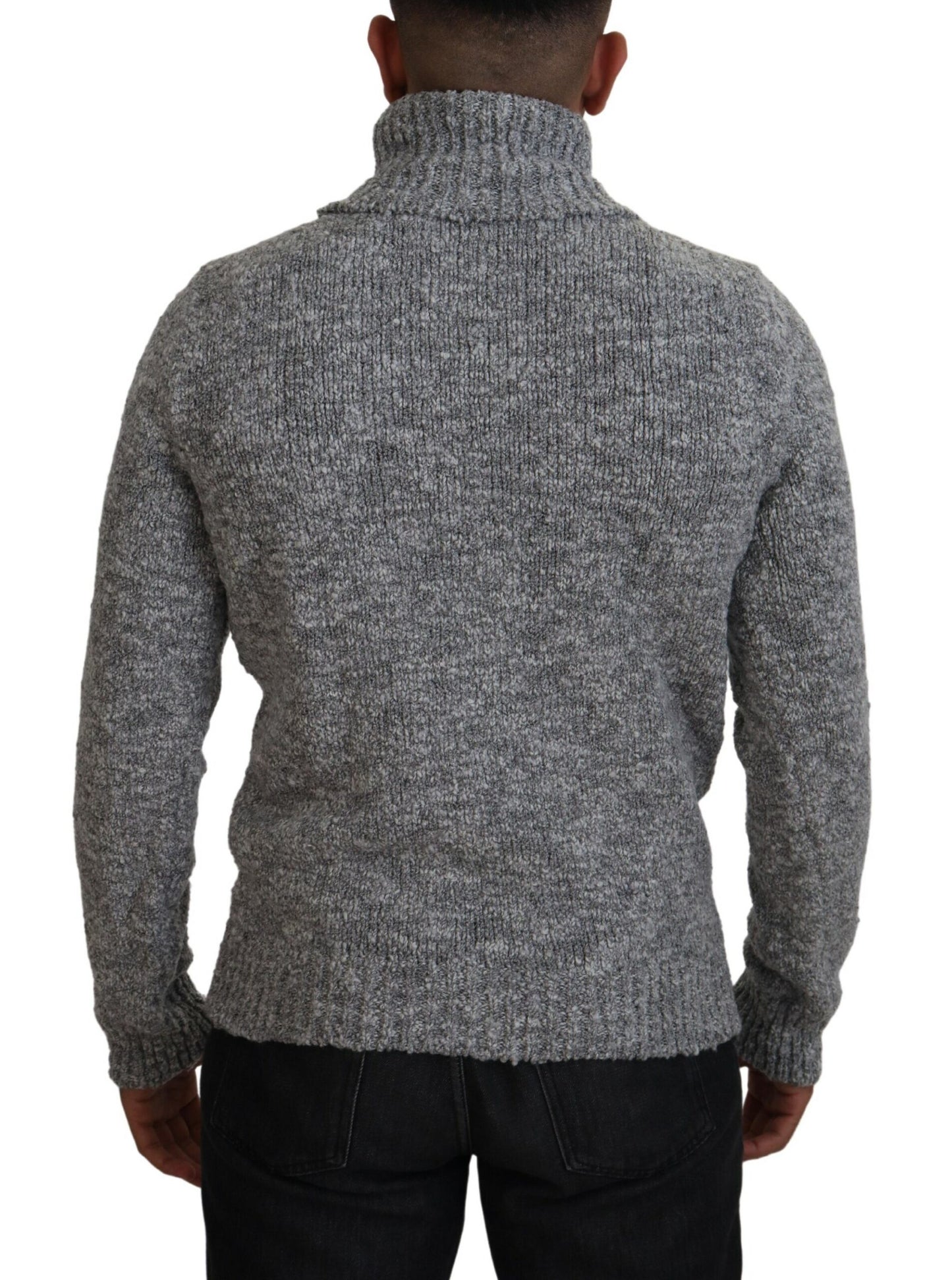 Dolce & Gabbana Grauer Rollkragenpullover aus Wollstrick