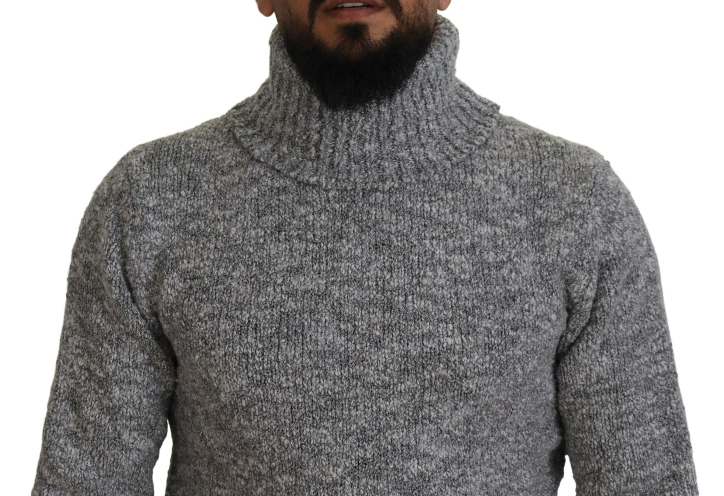 Dolce & Gabbana Grauer Rollkragenpullover aus Wollstrick