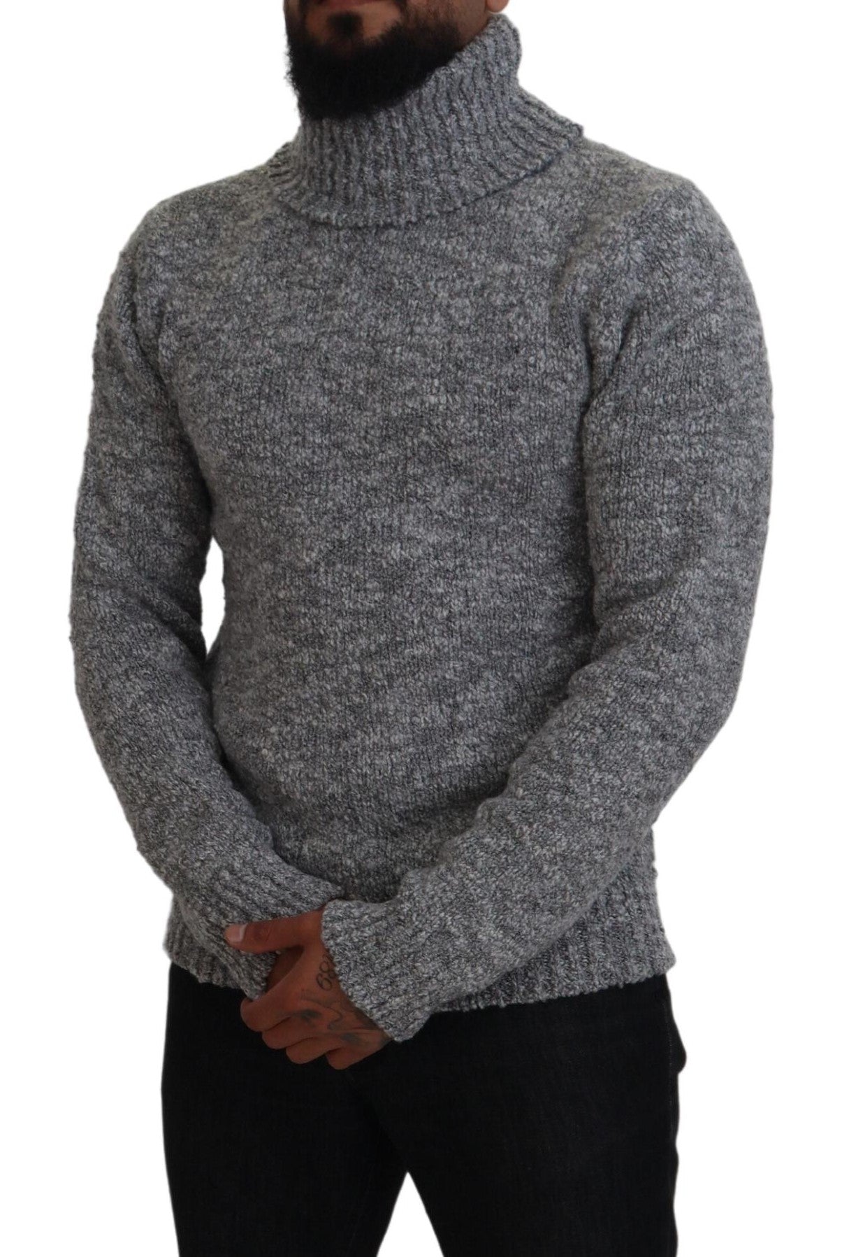 Dolce & Gabbana Grauer Rollkragenpullover aus Wollstrick