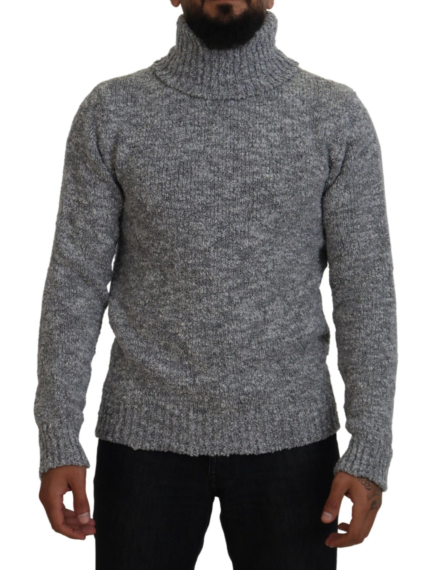 Dolce & Gabbana Grauer Rollkragenpullover aus Wollstrick