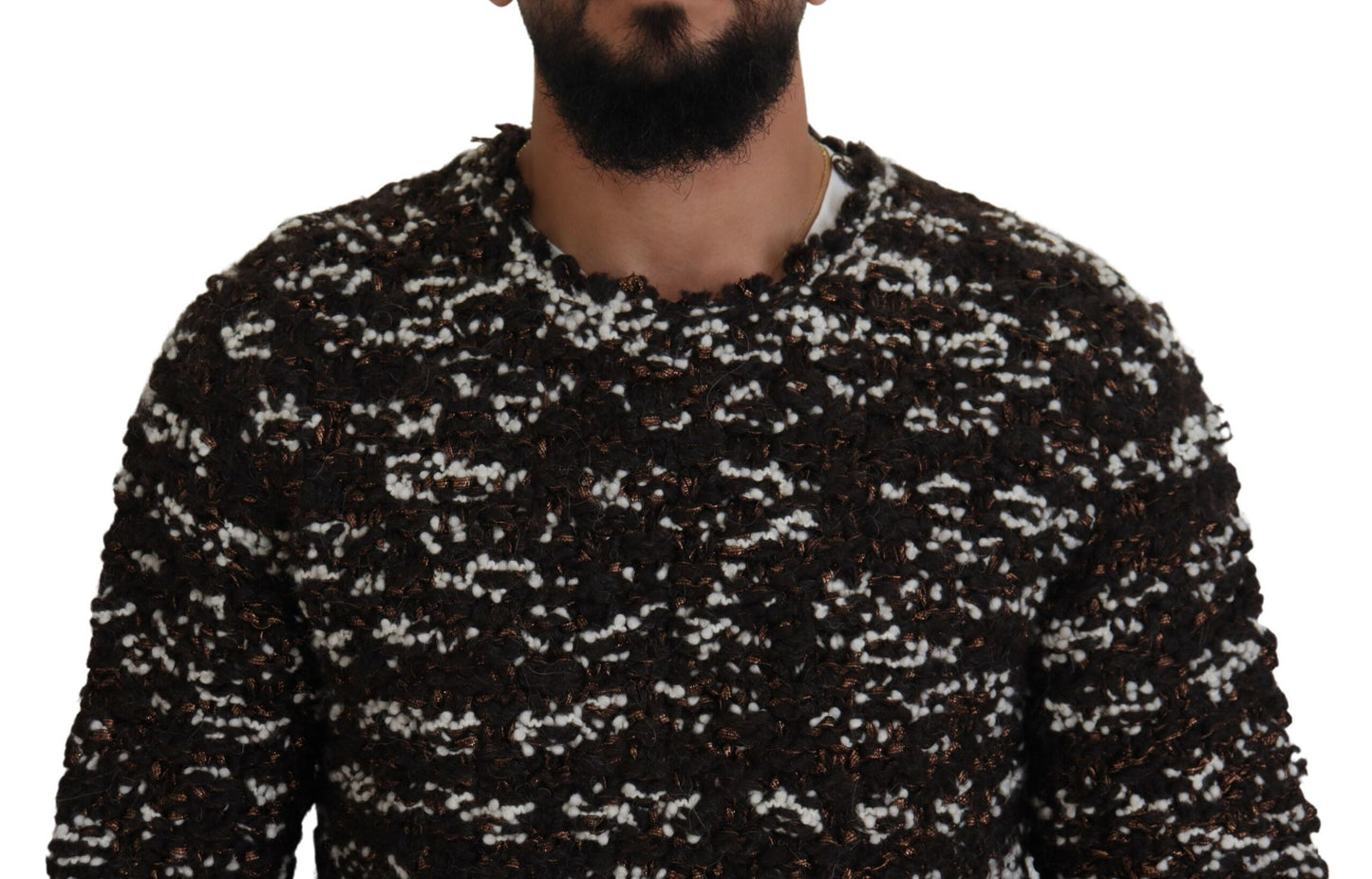 Dolce & Gabbana Brauner Fatto A Mano-Pullover aus gestrickter Wolle