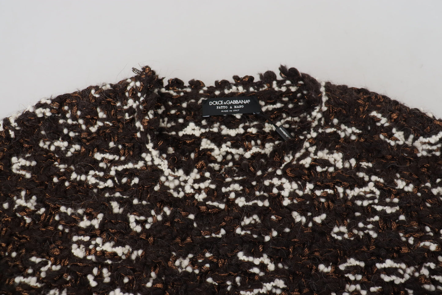 Dolce & Gabbana Brauner Fatto A Mano-Pullover aus gestrickter Wolle