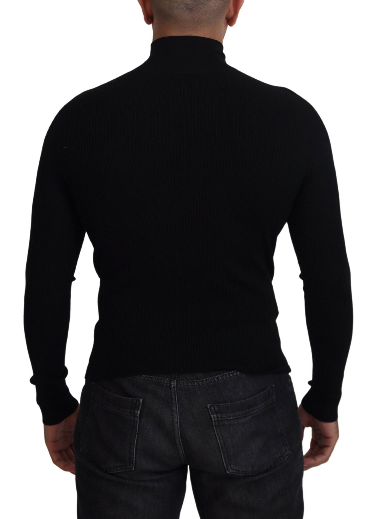 Dolce & Gabbana – Schwarzer Rollkragenpullover mit halbem Reißverschluss