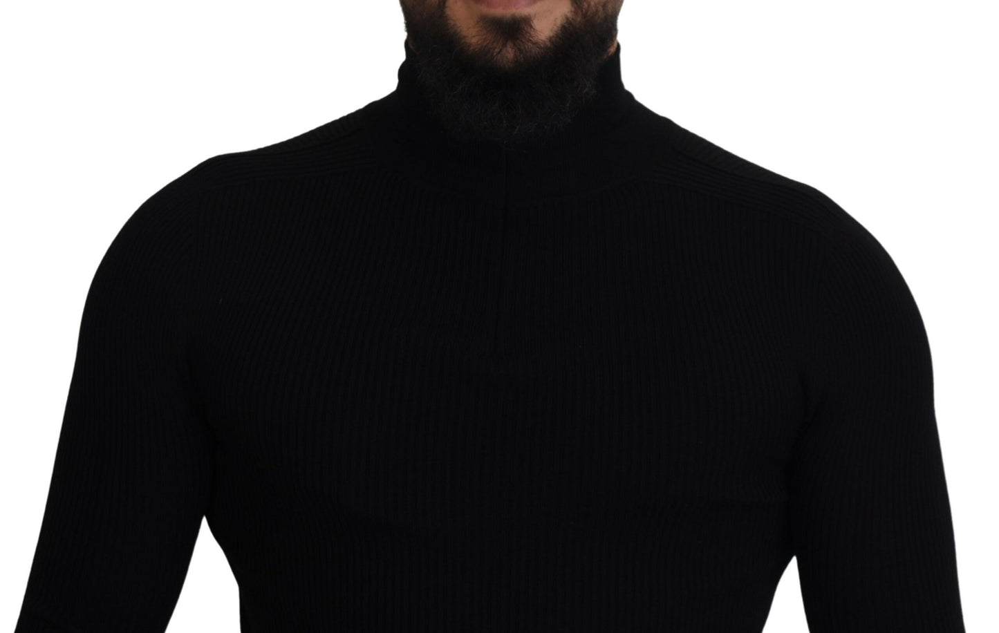 Dolce & Gabbana – Schwarzer Rollkragenpullover mit halbem Reißverschluss