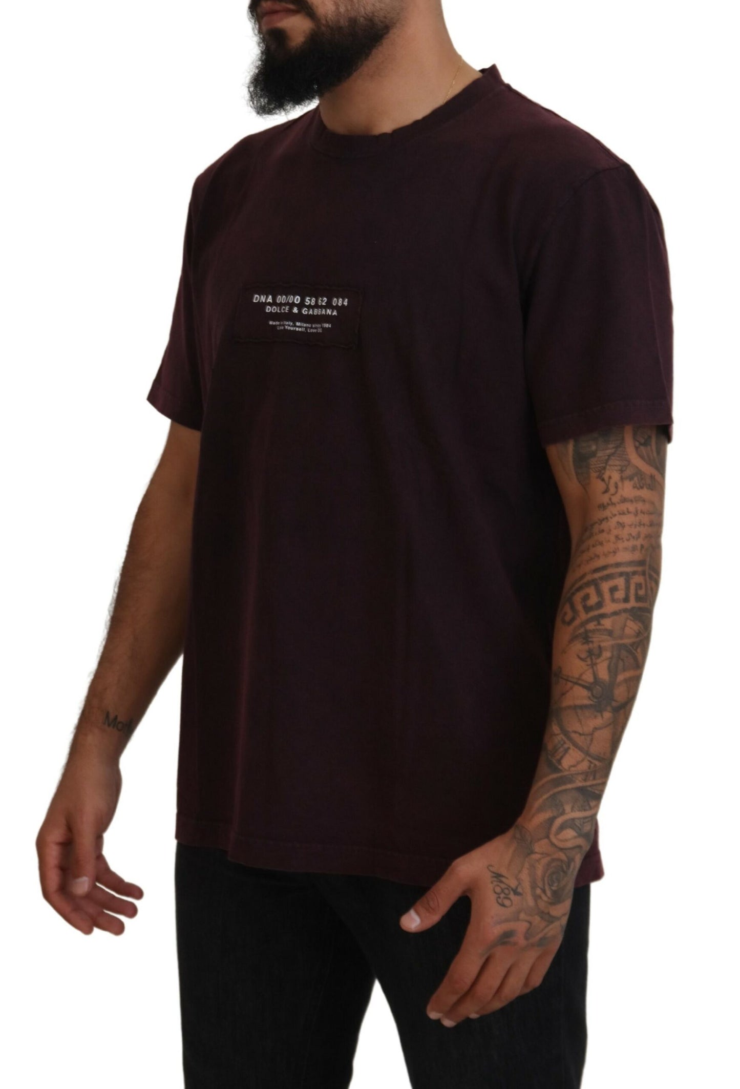 Dolce & Gabbana Bordeauxfarbenes T-Shirt mit Rundhalsausschnitt und kurzen Ärmeln