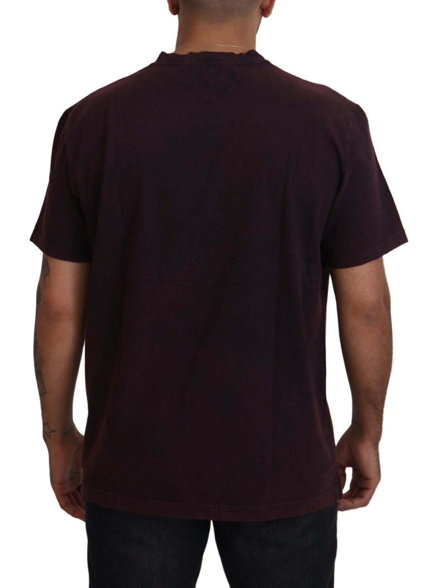 Dolce & Gabbana Bordeauxfarbenes T-Shirt mit Rundhalsausschnitt und kurzen Ärmeln