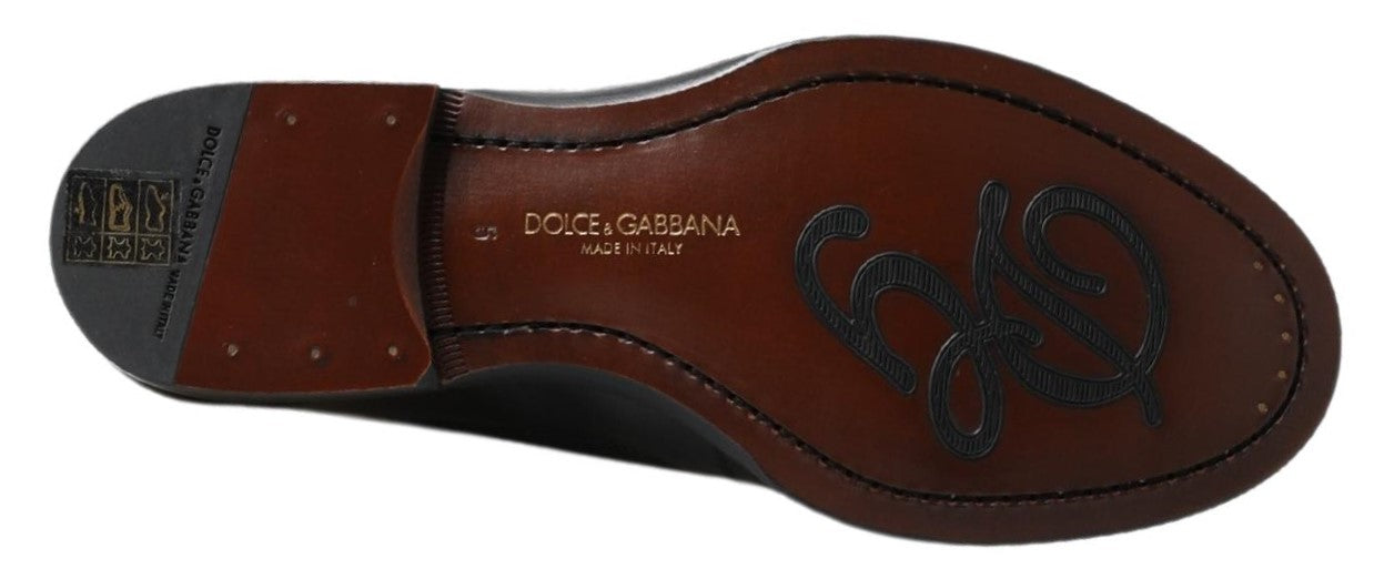 Dolce & Gabbana – Slipper-Loafer aus schwarzem Leder mit Nähten