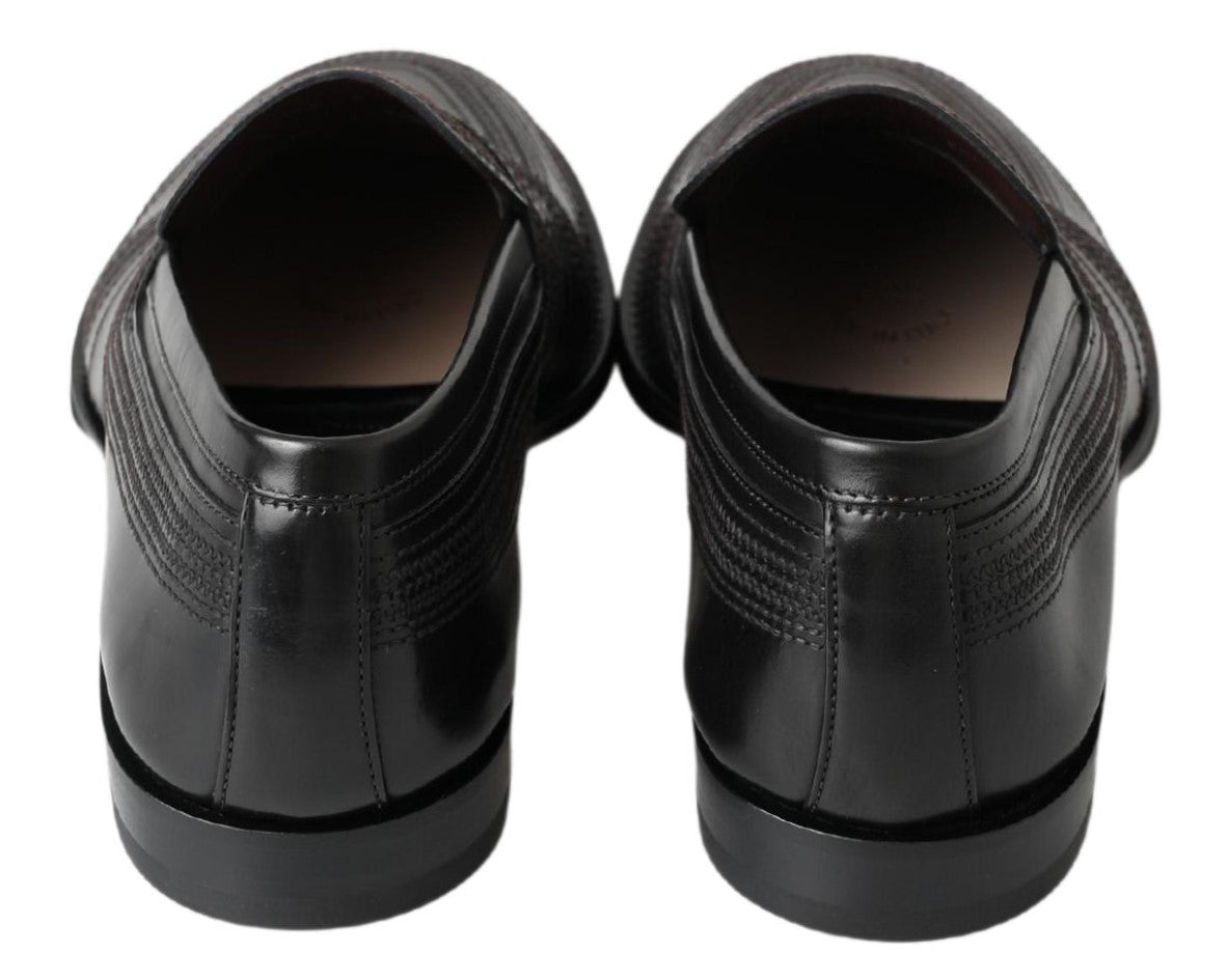 Dolce & Gabbana – Slipper-Loafer aus schwarzem Leder mit Nähten