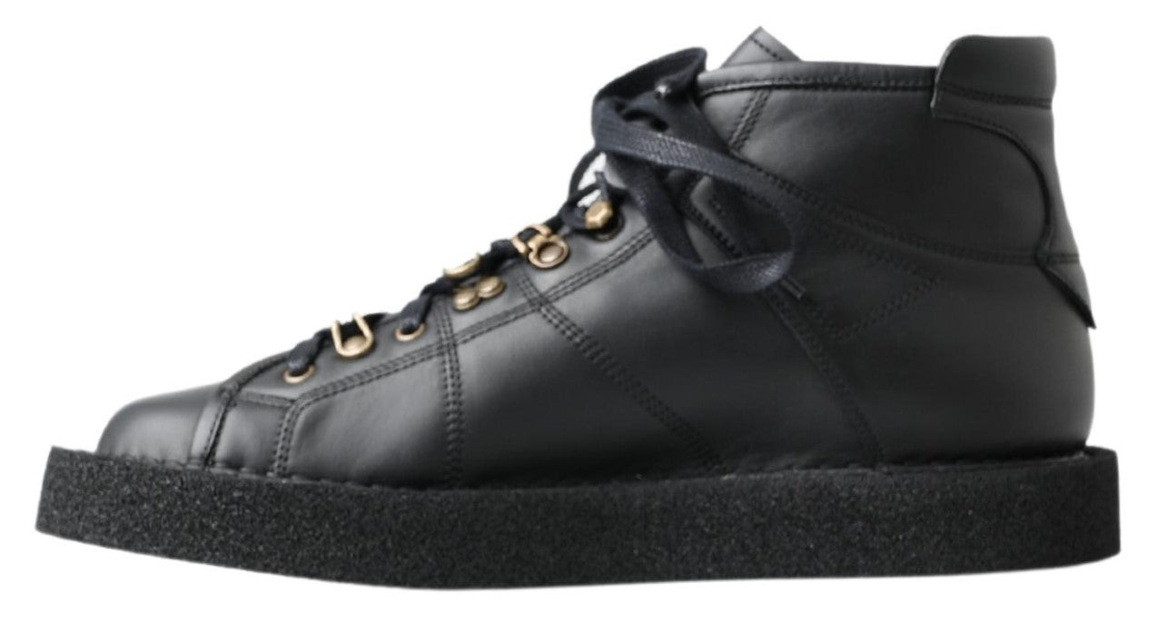 Dolce & Gabbana – Schwarze Stretch-Stiefel aus Leder zum Hineinschlüpfen