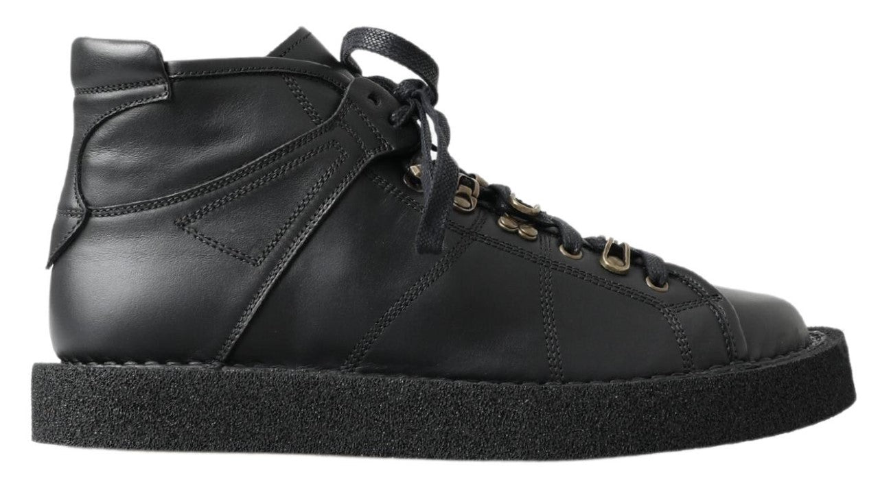 Dolce & Gabbana – Schwarze Stretch-Stiefel aus Leder zum Hineinschlüpfen
