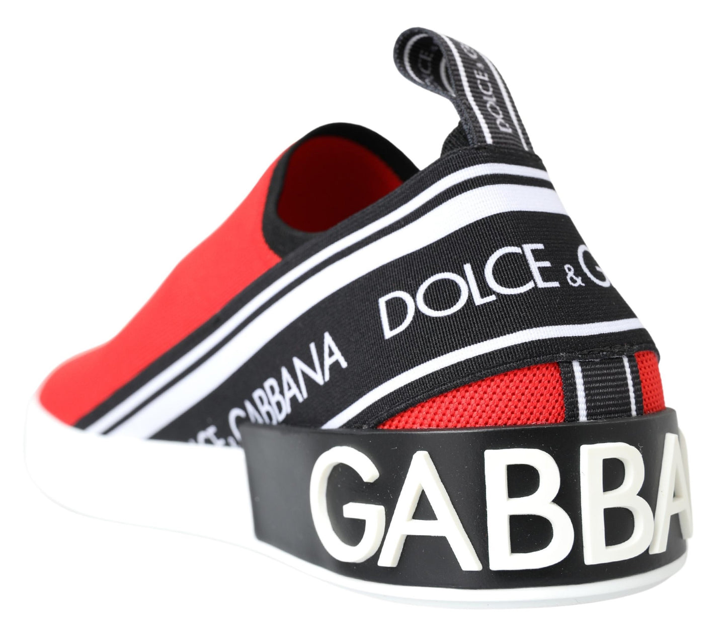 Dolce & Gabbana Rot Weiß Flache Sneakers Loafer Schuhe