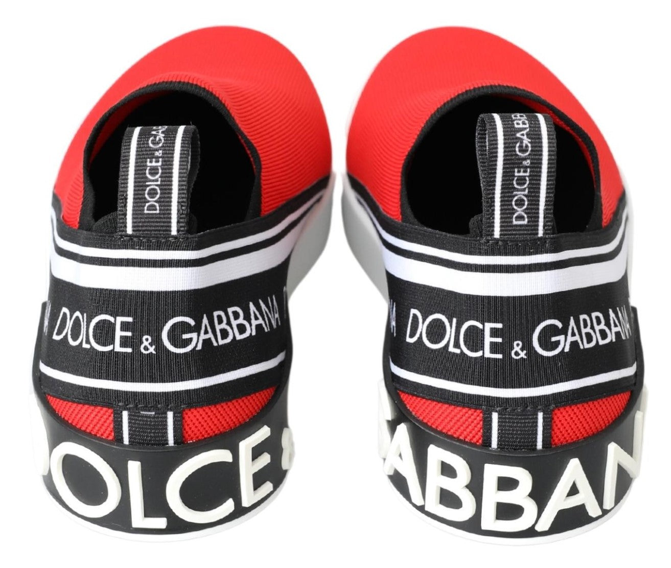 Dolce & Gabbana Rot Weiß Flache Sneakers Loafer Schuhe