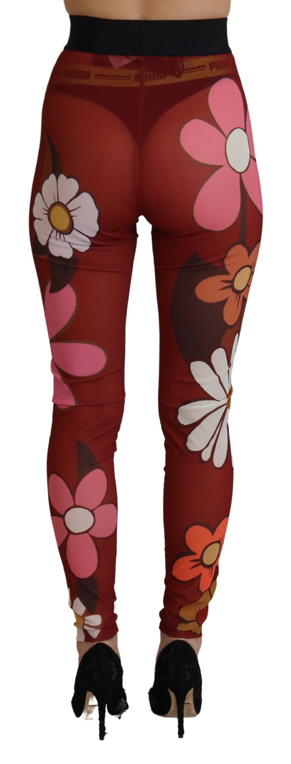 Dolce & Gabbana Rote Leggings mit Blumenmuster und Stretchbund