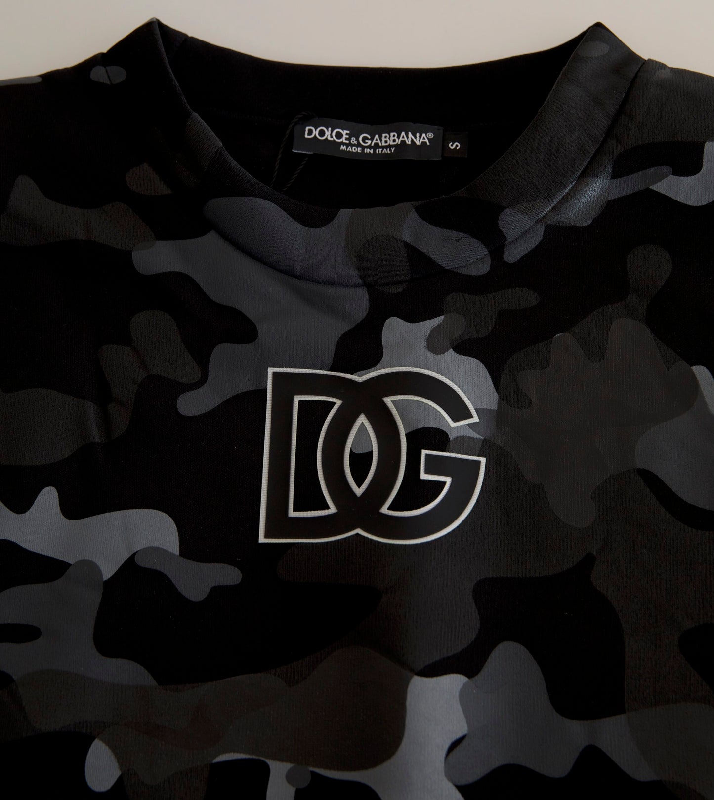 Dolce & Gabbana Schwarzer Camouflage-Sweatshirtpullover mit Rundhalsausschnitt